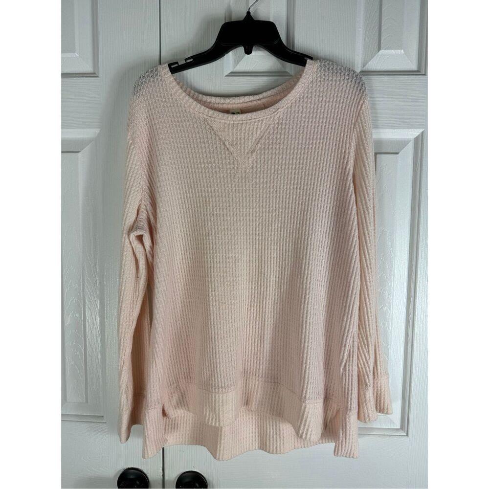 Green Tea Womens Pink Waffle Tunic Size L